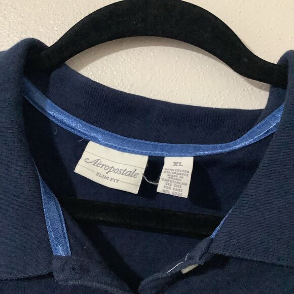 Vintage Y2K Aéropostale Navy Preppy Academic Butterfly Embroidered Polo Shirt XL - Picture 7 of 8
